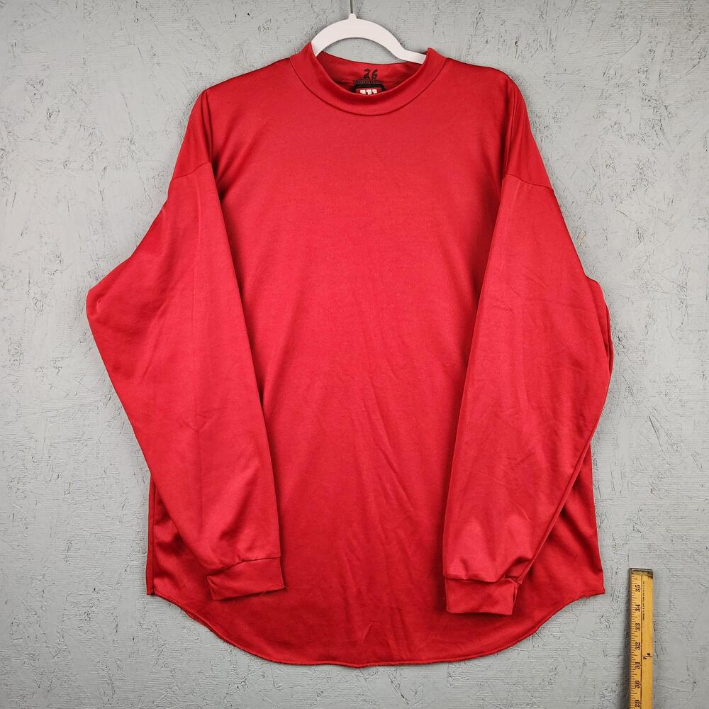 Wilson Shirt Mens XL Red Long Sleeve Mock Neck Athletic Base Layer Made USA 90s